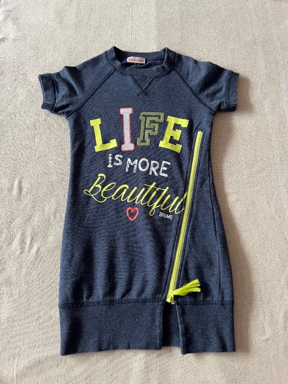 Brums Girls Graphic Sweatshirt Dress – Short Sleeve, Zipper Detail size 6 H116